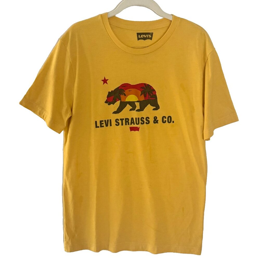 Levi's California Bear Sunset Yellow Cotton Tee Size Medium